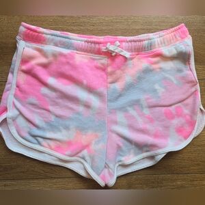 Justice Girls Dolphin Shorts Pink Size XL Plus 14/16 Tie Dye Pockets Logo Cotton